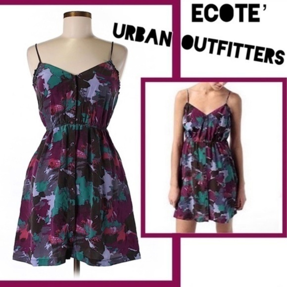 Urban Outfitters Ecotè Button Down Dress 100% Silk - Picture 1 of 11